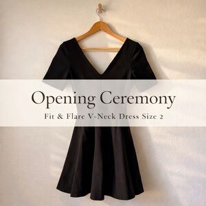 Opening Ceremony Black Fit & Flare V-Neck Dress Size 2